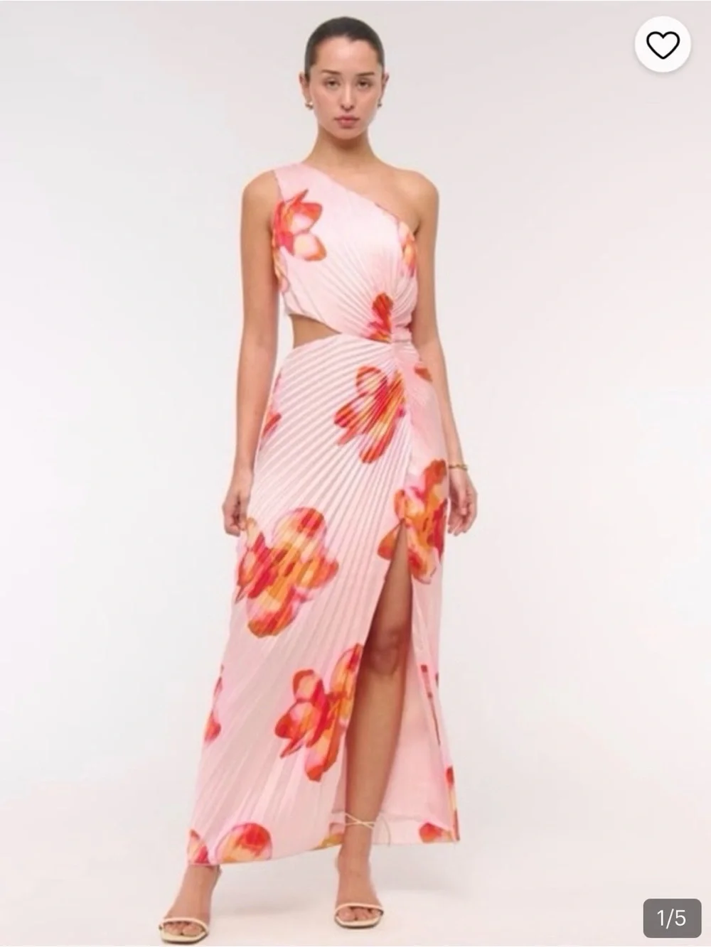 Abercrombie and Fitch Pink Floral One-Shoulder Cutout Maxi Dress